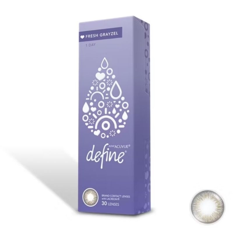 (JUAL PERPASANG) Soflens Lensa Kontak ACUVUE DEFINE warna FRESH GRAYZEL 1 Day Harian Minus -4.75