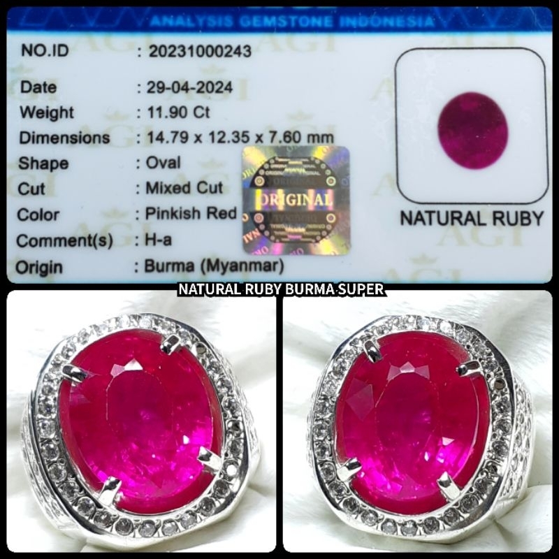 NATURAL CINCIN PERAK BATU RUBY BURMA MYANMAR