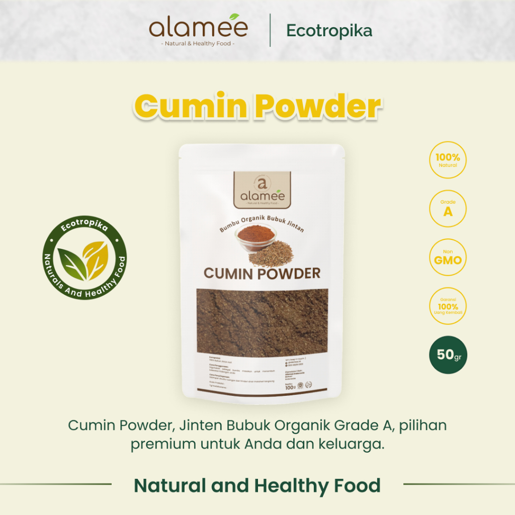 

Bumbu Dapur Jintan Bubuk Cumin Powder Dapur Instan Jinten Ground Caraway Rempah Masak Premium 50gr