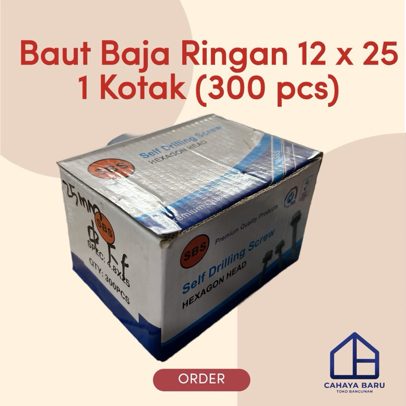 Baut Roofing SDS 12 x 25 Baut Drilling Baut Sekrup Baja Ringan Spandek