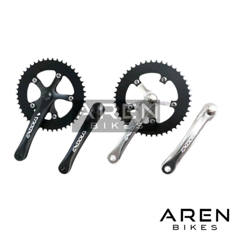CRANK SINGLE 44T 46T EXODUS ALLOY CHROME SEPEDA FIXIE MTB BALAP FIXED MTB GEAR 44 46 T ALUMUNIUM SIL