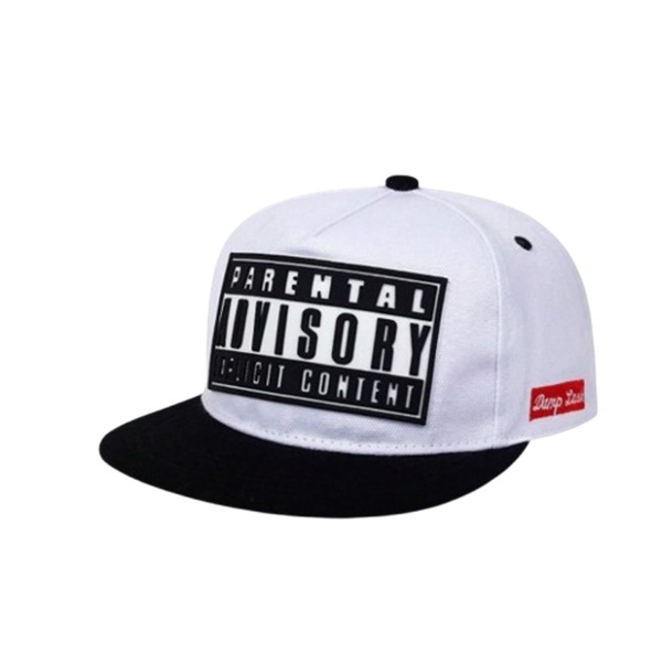 Hamlin Topi Snapback Hat Hip-Hop Parental Advisory Explicit Content ORIGINAL - White/Black