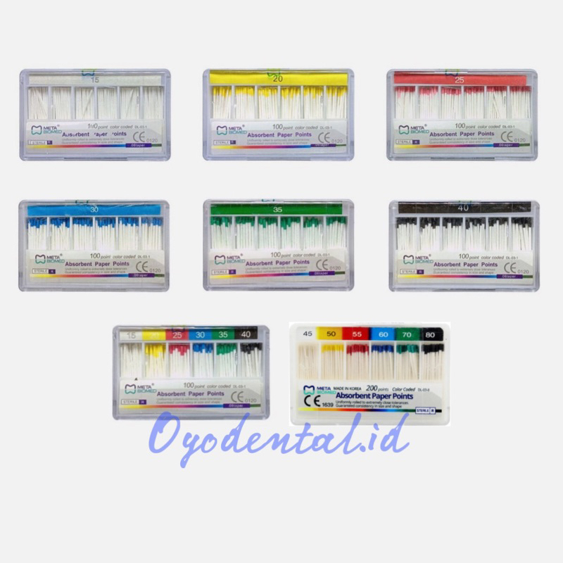 Dental Paper Point Meta Biomed / Absorbent Paper Point 15-40 45-80