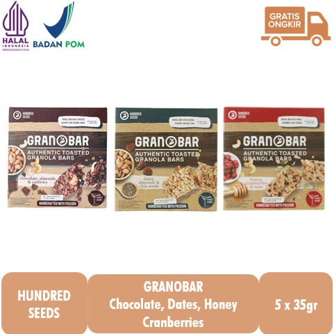 

Hundred Seeds Granobar Granola Bar 5x35gr HALAL