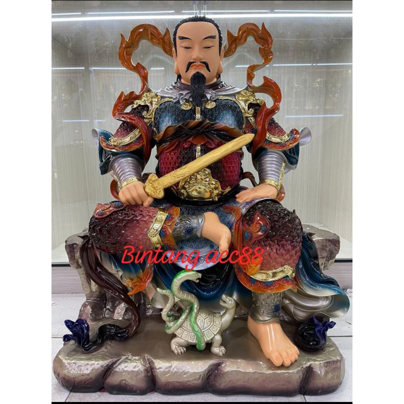 patung dewa hian tian Shang ti / siong te kong - merah - fiber - resin - 24inch - l24 - qing