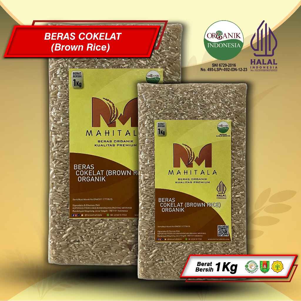 

Beras Cokelat Organik Vacuum 1Kg Mahitala