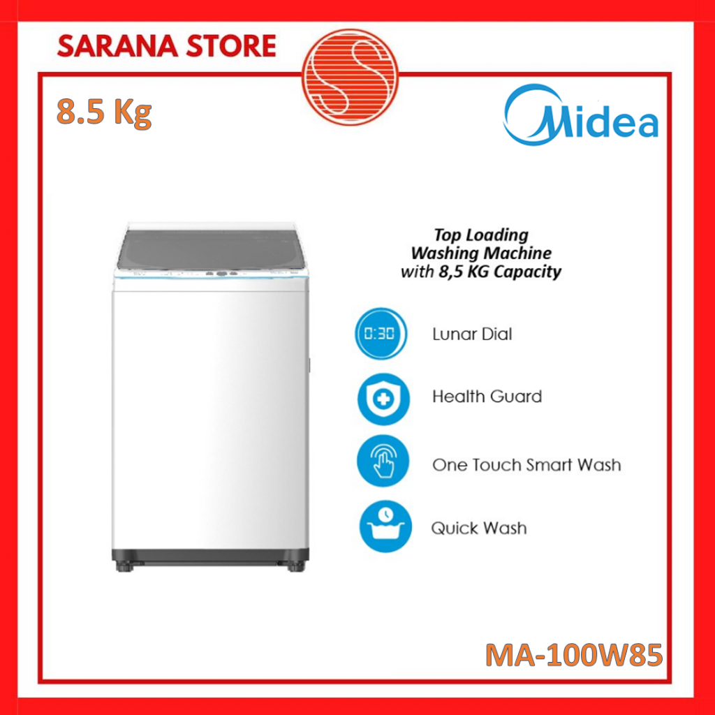 Midea Mesin Cuci 8.5 Kg TOP LOADING MA100W85 - One Touch Smart Wash
