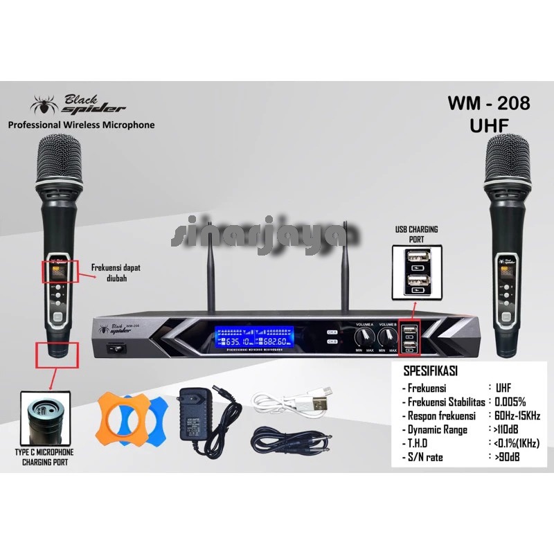Black Spider mic wireless rechargeble BlackSpider wm208 Black Spider mikrofon cas Black Spider Micro
