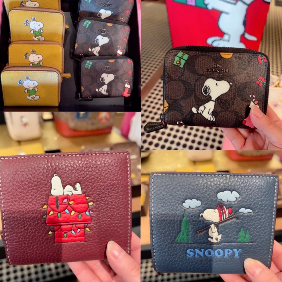 KODE F96R Coach Dompet Wanita Coach Short Wallet Snoopy Women Short Wallet Dompet Koin CE74