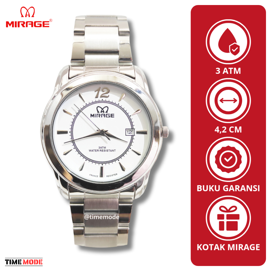 MIRAGE Jam Tangan Pria Mirage Original 8190 BRP M Tanggal Analog