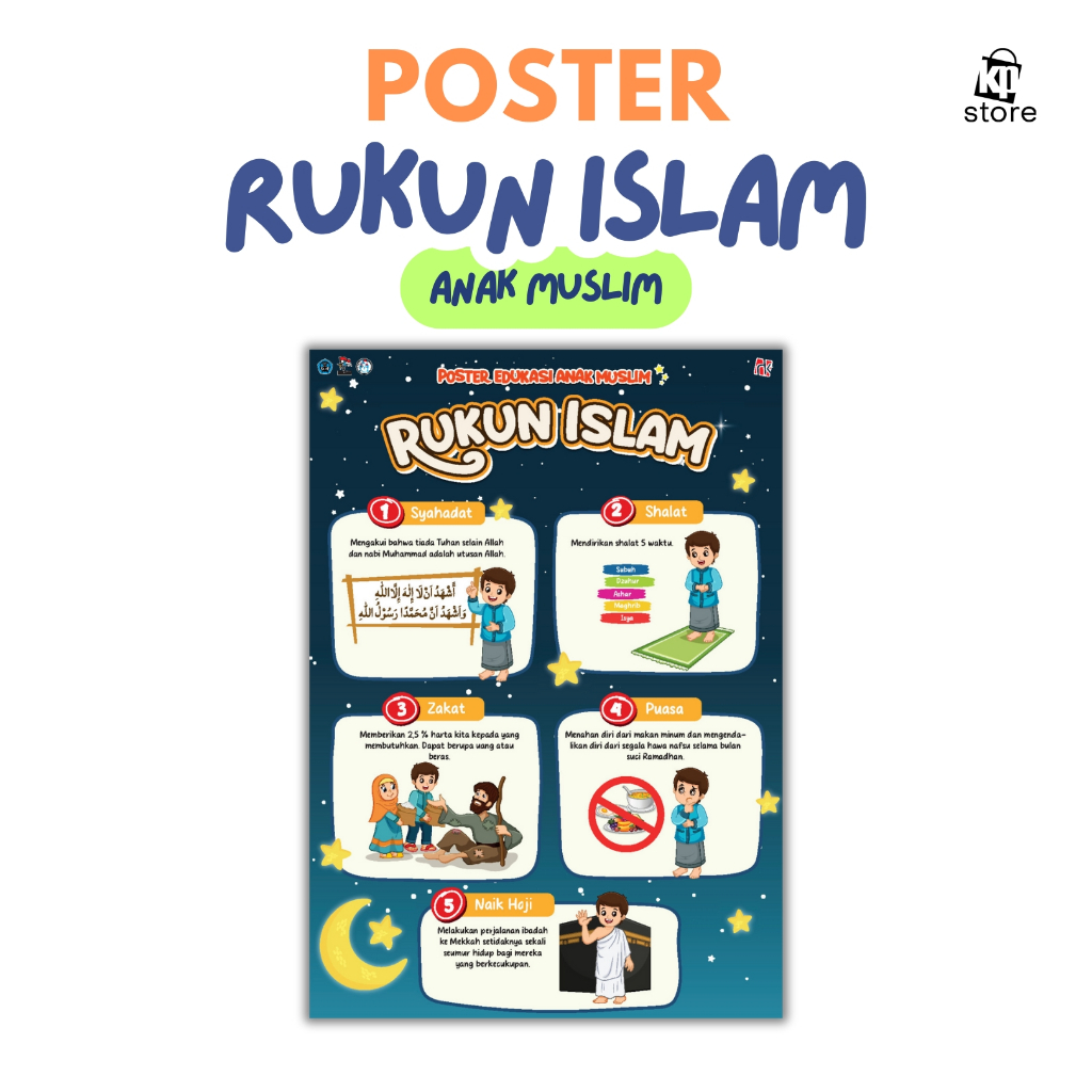 

Kawan Pustaka - Poster Edukasi Anak Muslim - Rukun Islam - Ukuran A3