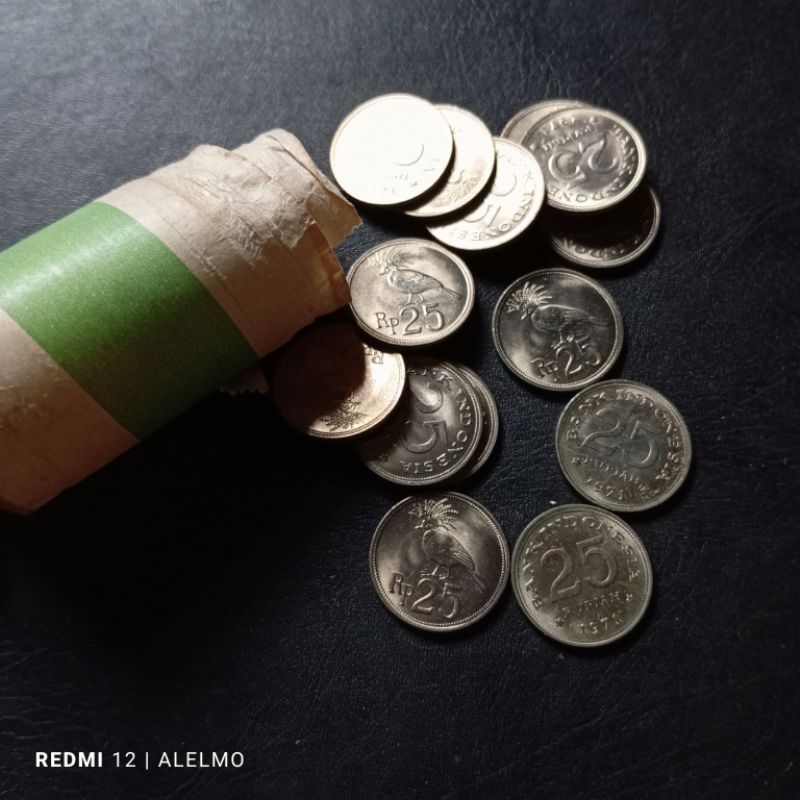 25:rupiah uang koin nikel tahun 1971 bongkar roll