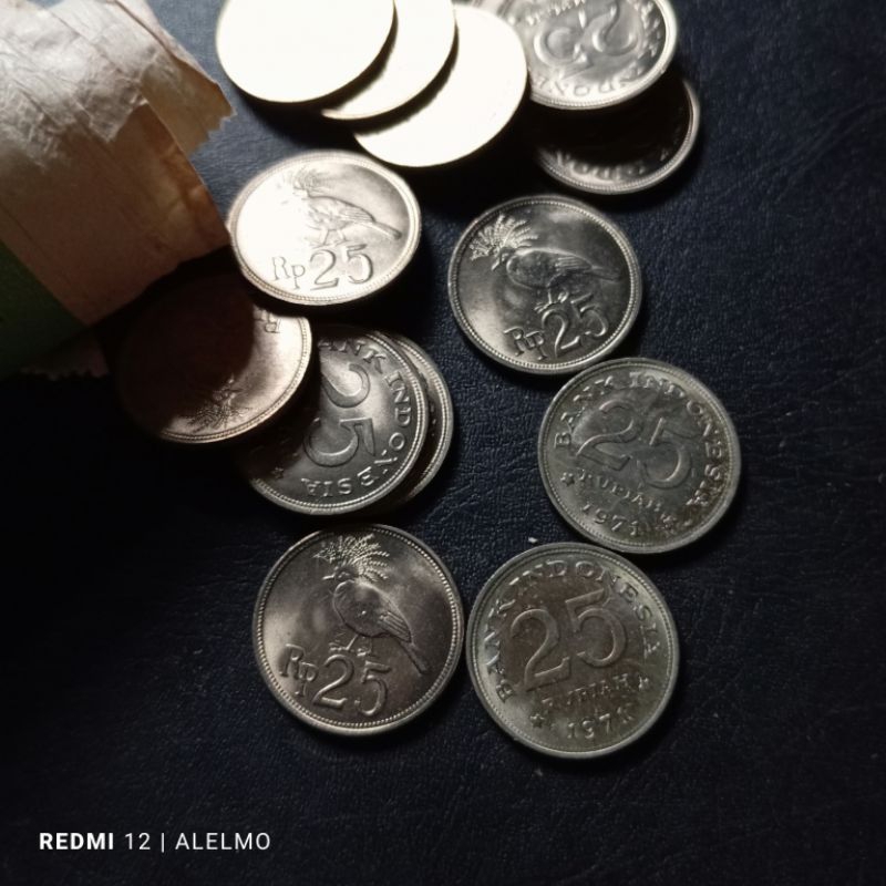 uang koin 25 rupiah tahun 1971 bongkar roll luster gres
