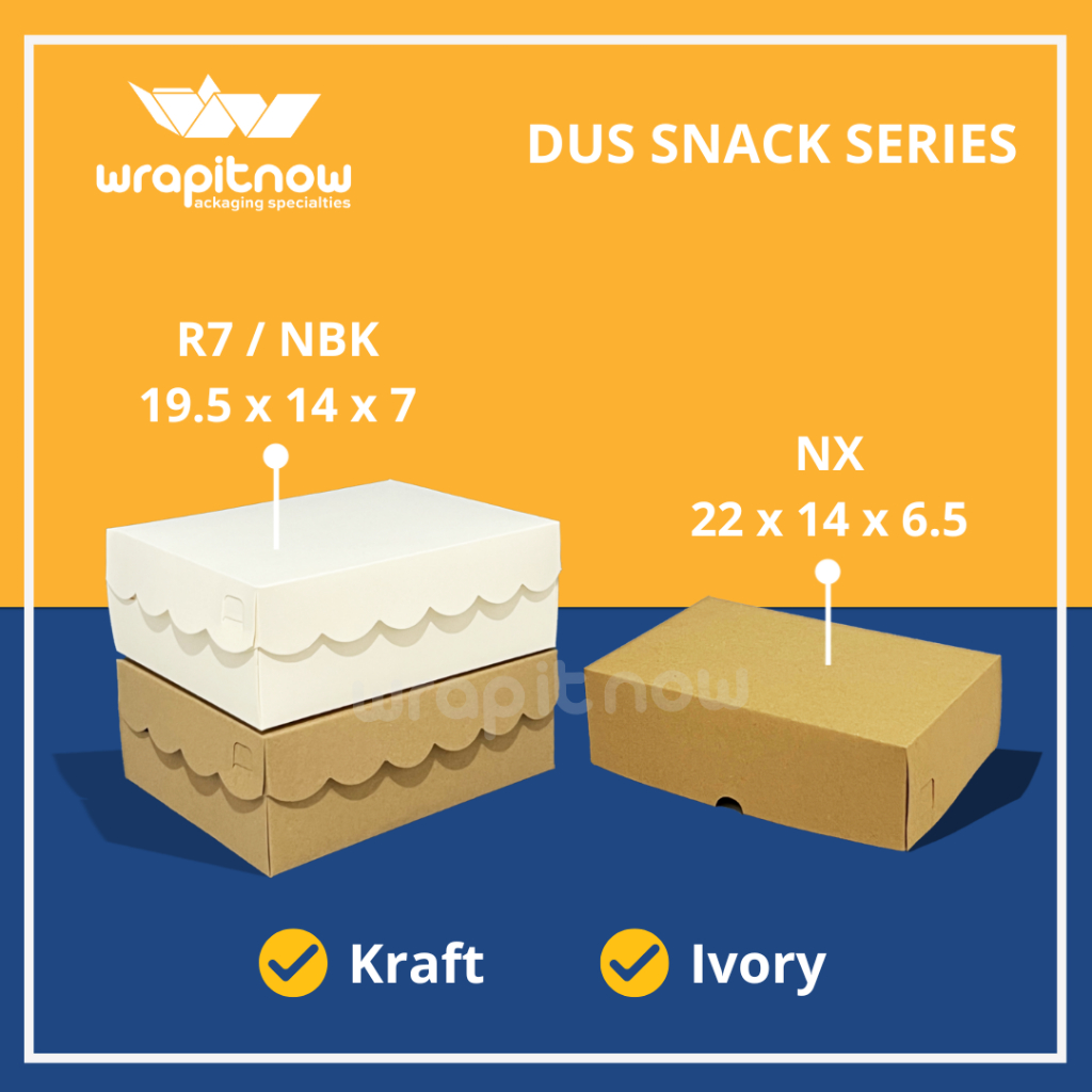 

Dus Kraft Tanpa Laminasi 22x14x6.5 Dus 19.5x14x7/ Dus NX Dus Snack Dus Kue Dus Roti Box Makanan Dus