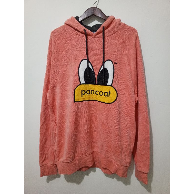 Pancoat soft pink hoodie big logo mata eyes velvet L