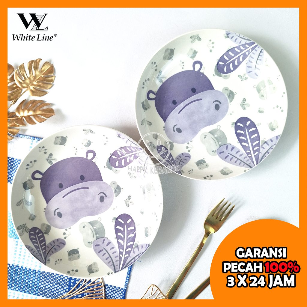 WHITELINE Piring Keramik 8in Hippo Piring Dalam Piring Keramik Aesthetic Keramik 20cm