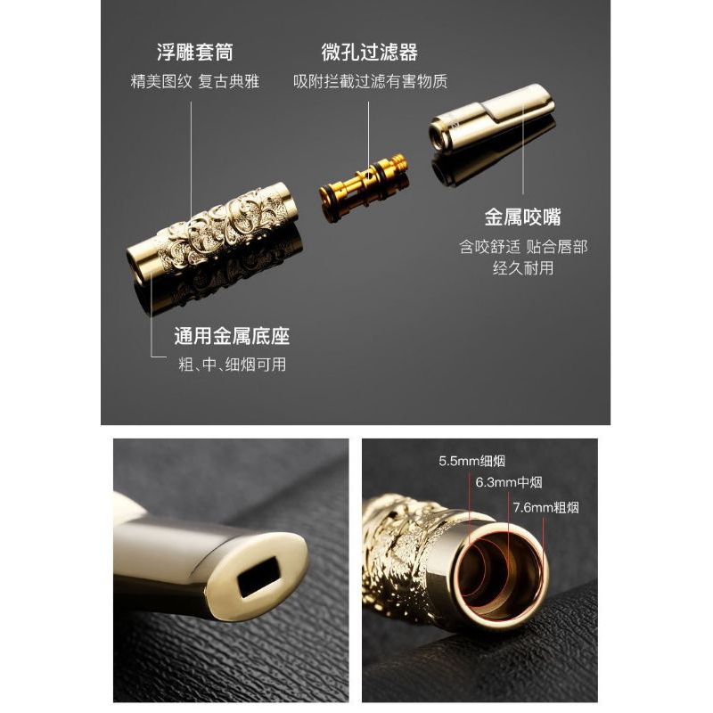 Filter Zobo Ukiran Naga 24k Gold Material Kualitas Tinggi HKJ