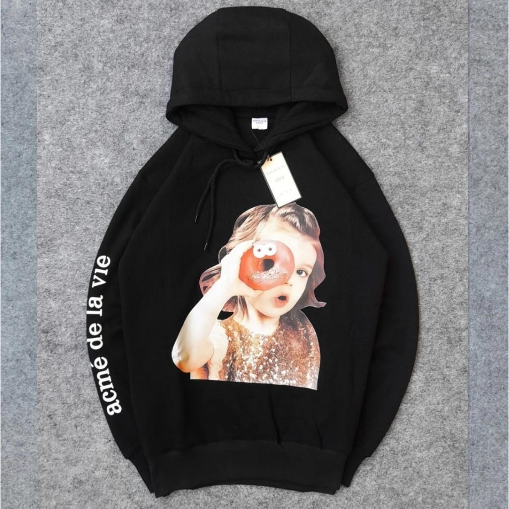 Hoodie ALDV Pullover Tag Lengan Panjang / Sweatshirt Hoodie Basic Girls Donat / Hoodie Hitam Jumper 