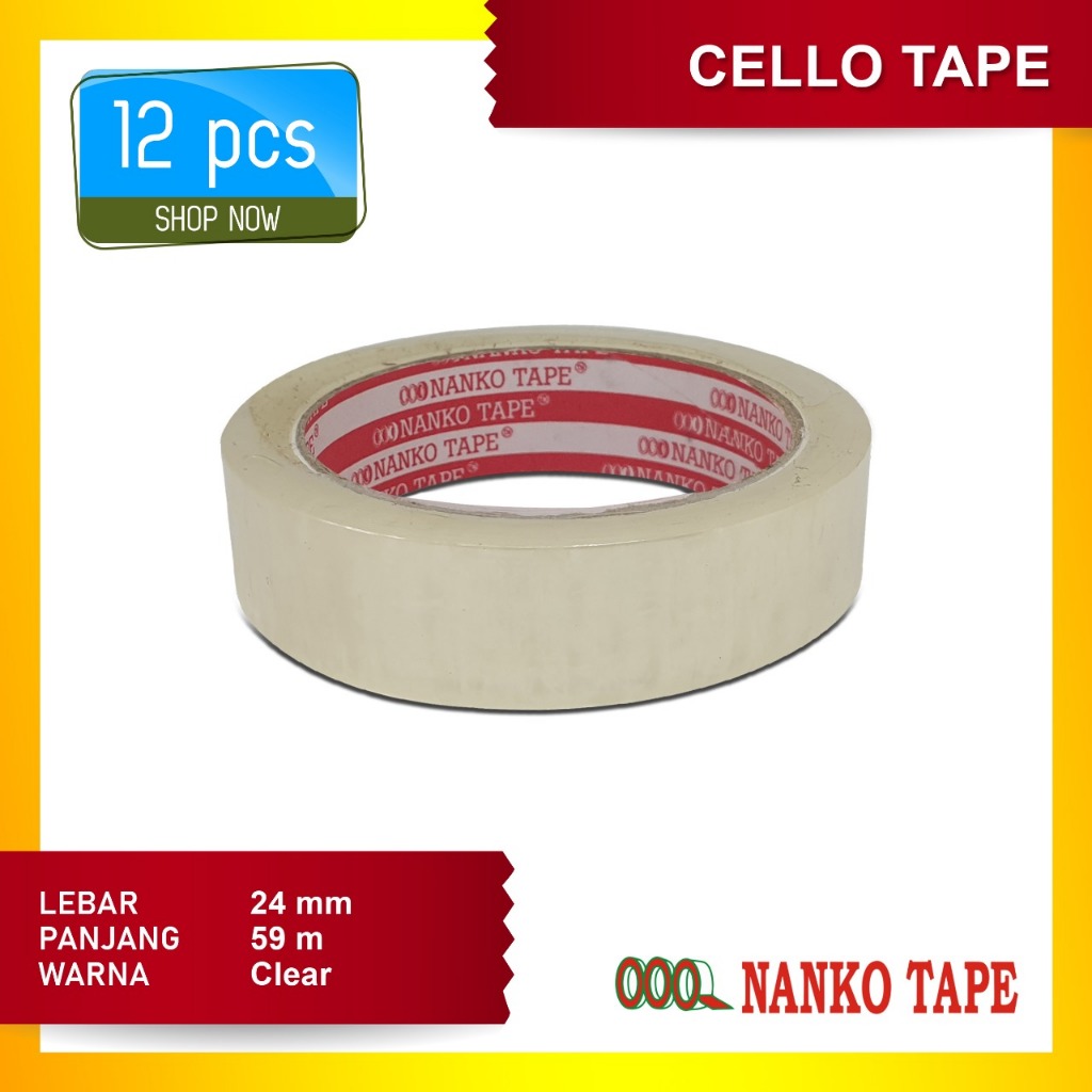 

Nanko Stationery Tape Transparan 24 mm x 65 Yard / 59 M Bening Transapran (BUNDLING)