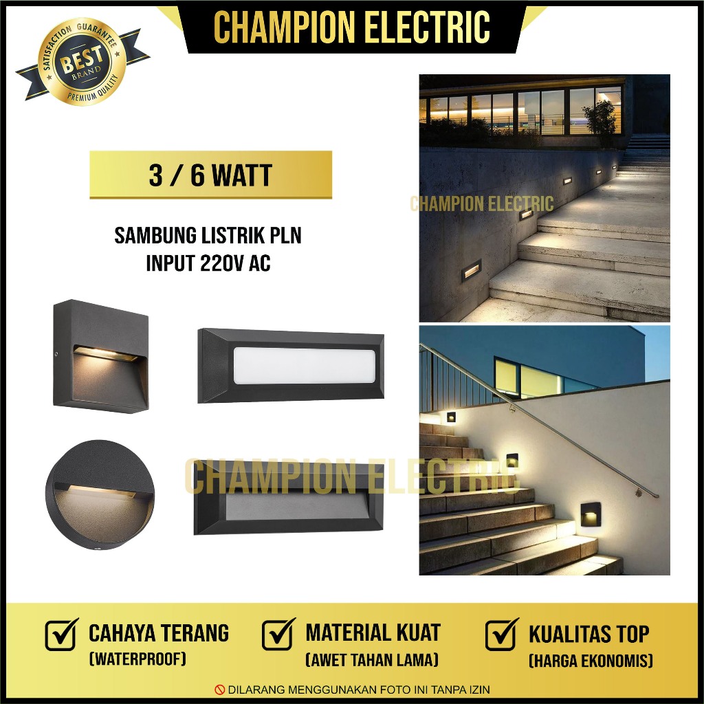 Lampu Tangga LED Tempel Indoor Outdoor Waterproof Anti Air