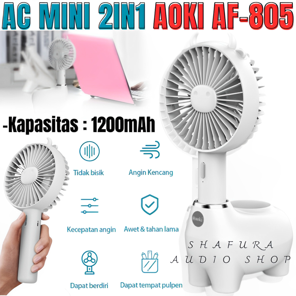 Aoki Af-805y Emergency Kipas 2in1 Usb Charger Baterai Lithium Kipas Genggam | Kipas Angin Portable T