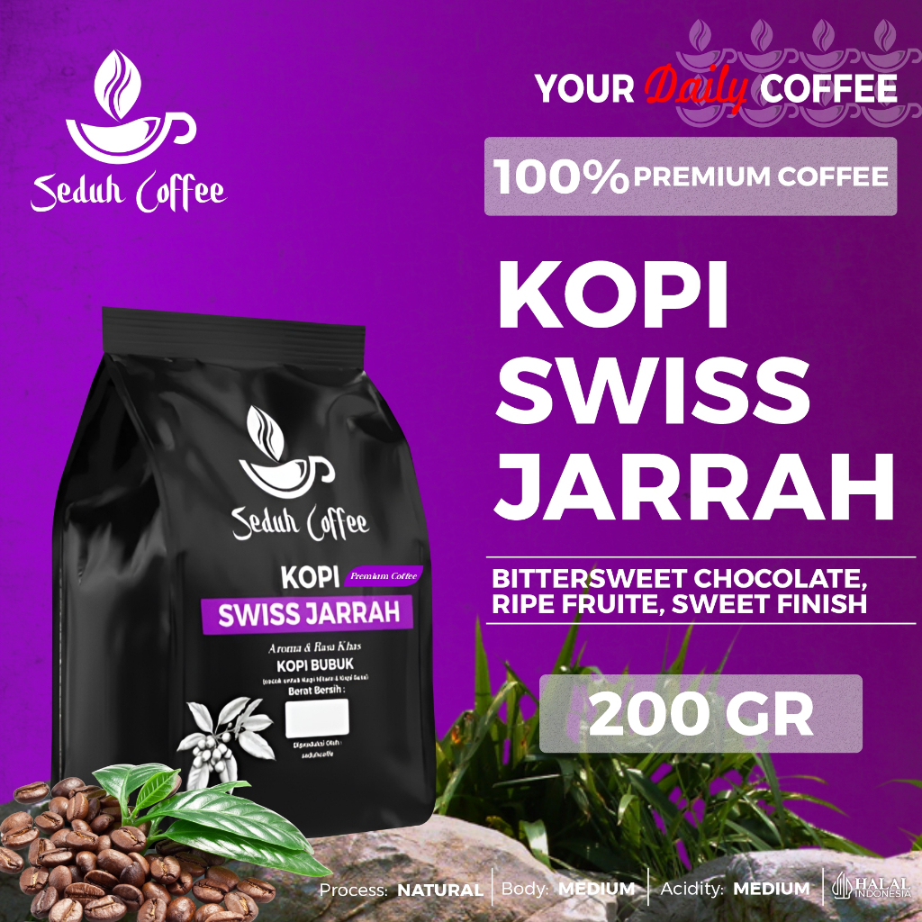 

SEDUH- Bubuk Kopi Swiss Jarrah Gilingan Halus Premium 200gr