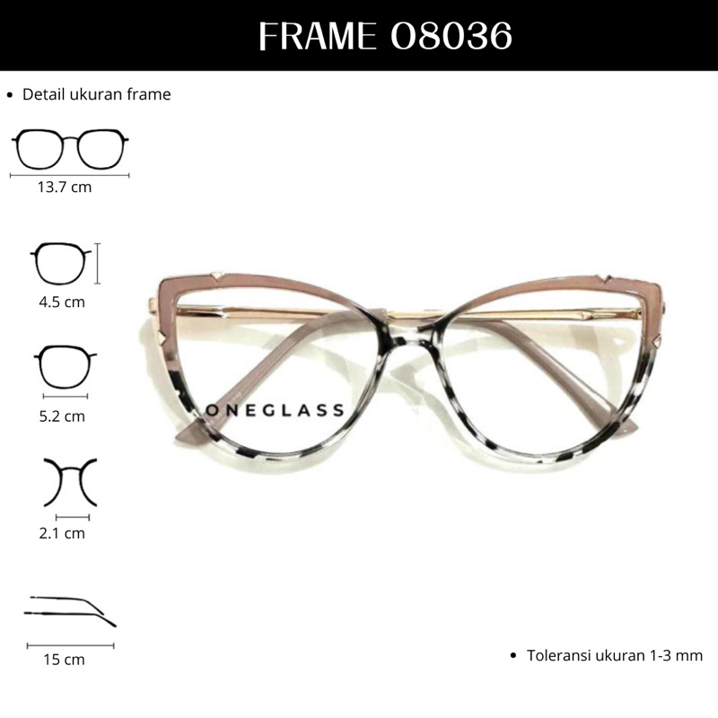 𝗢𝗻𝗲𝗴𝗹𝗮𝘀𝘀 - Frame Kacamata O8036 Cat Eye Perempuan