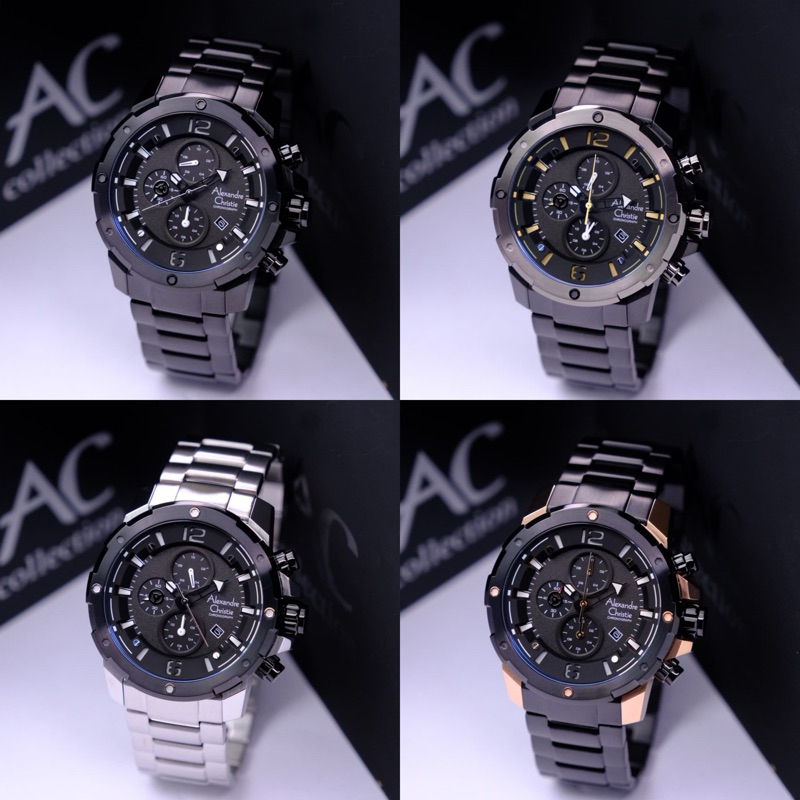 JAM TANGAN PRIA ALEXANDRE CHRISTIE AC 6410 AC6410 BLACK STAINLESS ORIGINAL