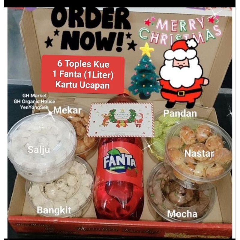 

Kue Kering Natal + 1 L Fanta + Kartu Ucapan/ Hampers ChristMas Parcel
