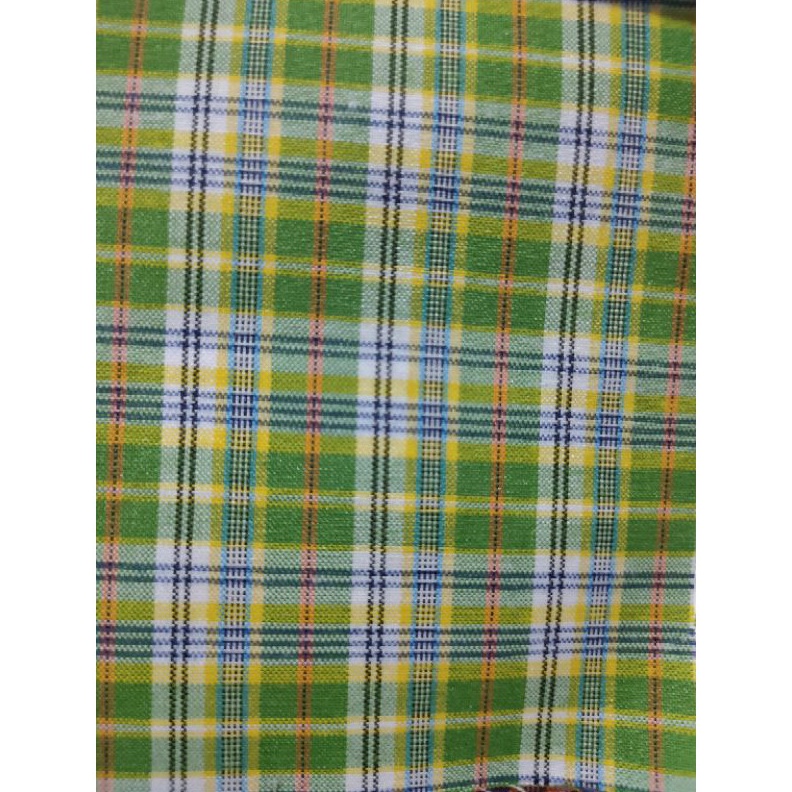 KODE Q4J bahan kain kotak seragam hijau YARD gulungan