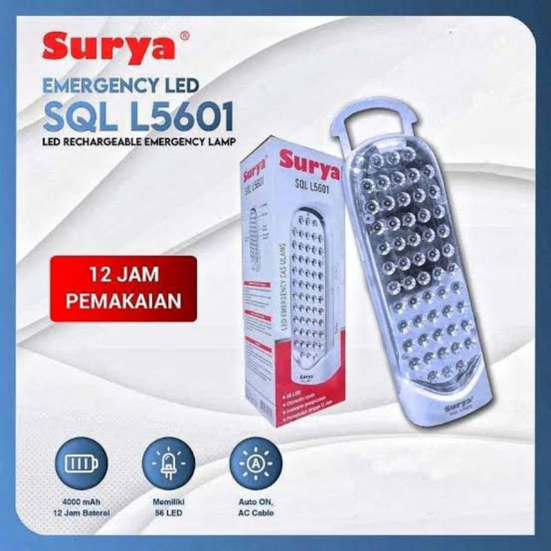 SURYA LAMPU EMERGENCY SQL L5601 LIGHT 56 SMD LED / LAMPU EMERGENCY LED SURYA SQL L5601 / LAMPU EMERG