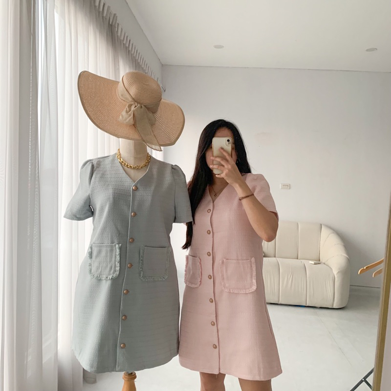 [ LittleBigCloth ] Jiwon Tweed Dress / Tweed Dress Wanita Tweed Dress Bigsize