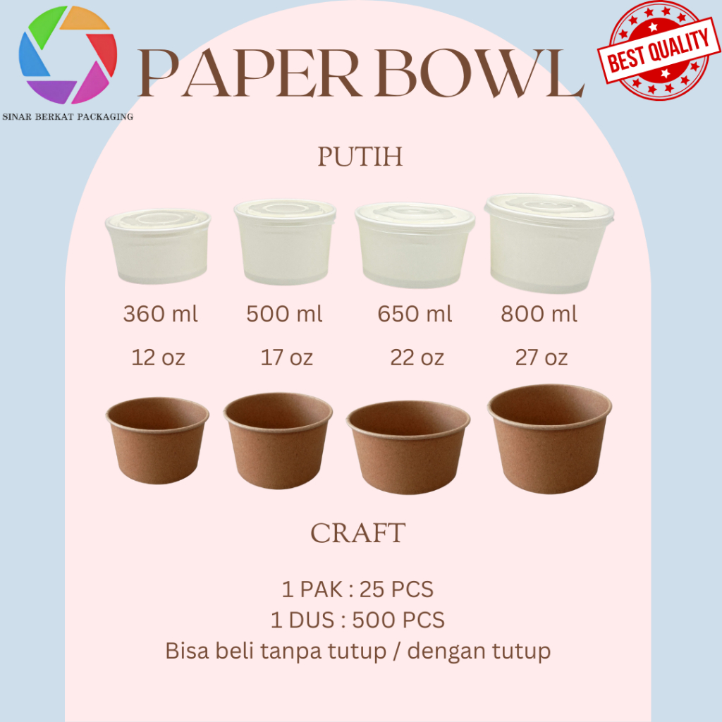 Paper Bowl / Mangkok Kertas Tanpa Tutup