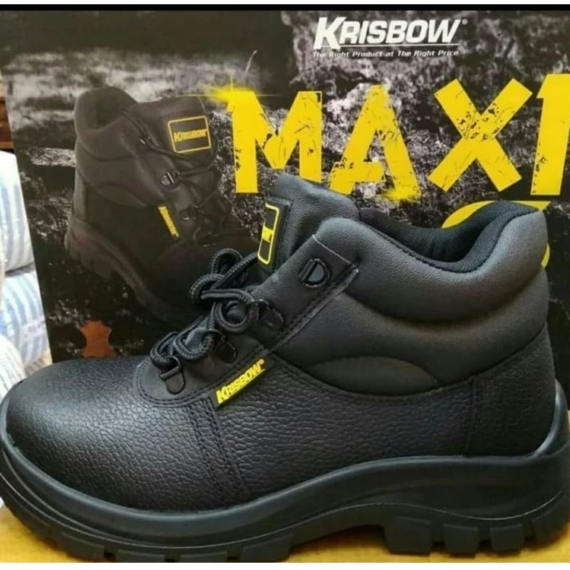 Sepatu safety Krisbow Maxi 6 inch -Hitam - Hitam, 38