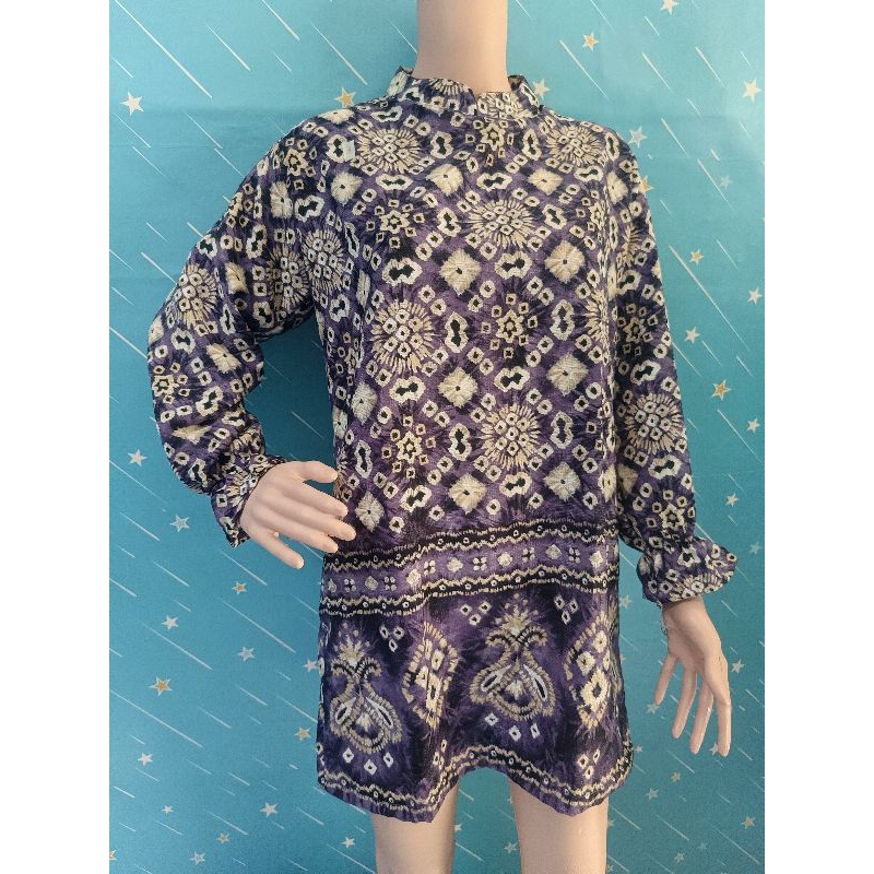 tunik jumputan doby print/tunik kerja