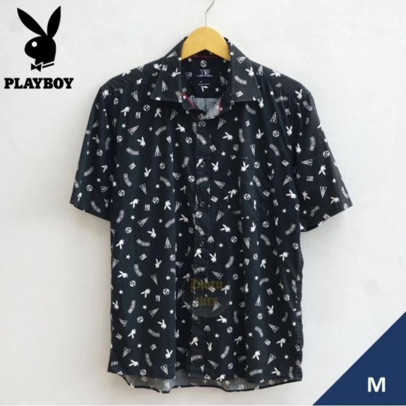 Playboy Kemeja Logo Monogram SS Black