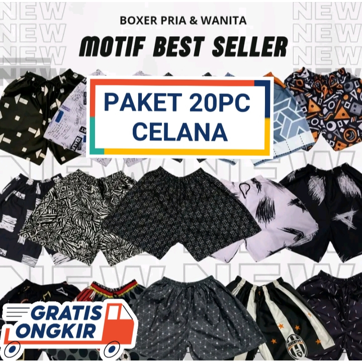 Paket usaha celana 20pc,10pc Boxer Dewasa Celana Pendek Kolor