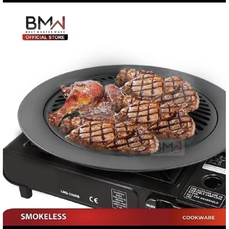BMW SMOKELESS BBQ grill pan bulat