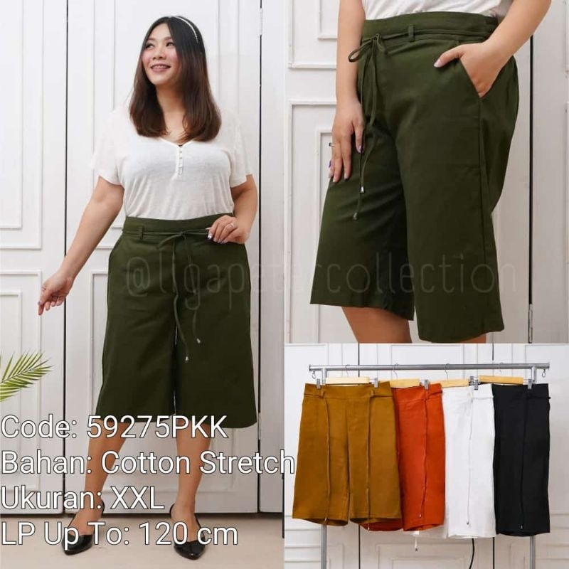 celana kulot 7/8  jumbo PETER bahan katun Stretch premium