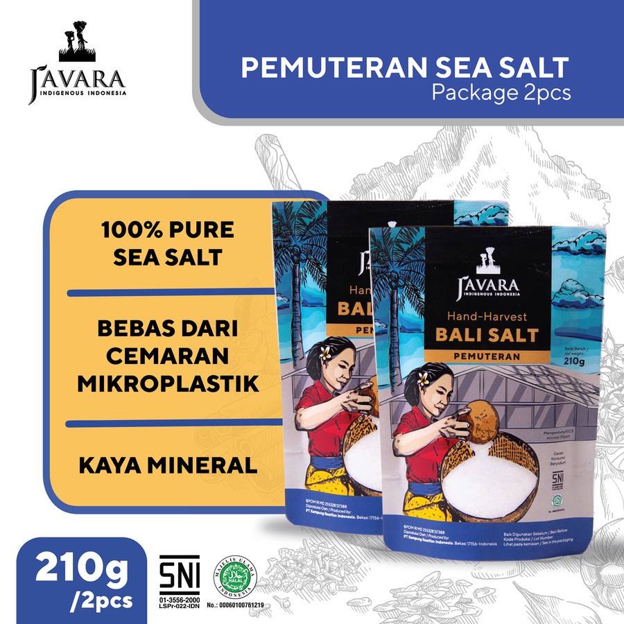 

Kemasan Twinpack Javara Pemuteran Sea Salt Garam Laut Murni 210 g - Garam Sehat - Tanpa Rafinasi - Garam Organik - Halal MUI