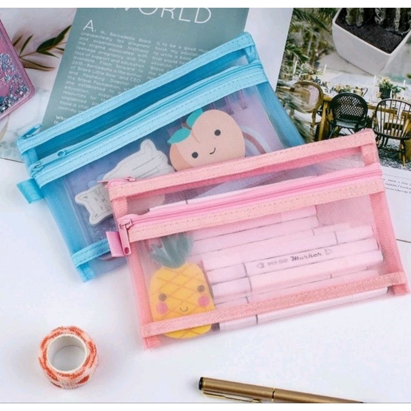 

[AJS] Tempat Pensil Jaring Transparan 2 Lapisan