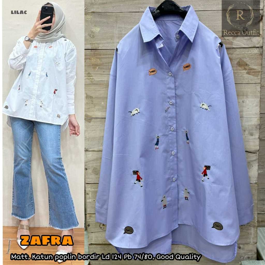 KEMEJA KASUAL WANITA LENGAN PANJANG JUMBO MOTIF BORDIR PAKAIAN WANITA BAJU ATASAN KOREAN STYLE TERBA