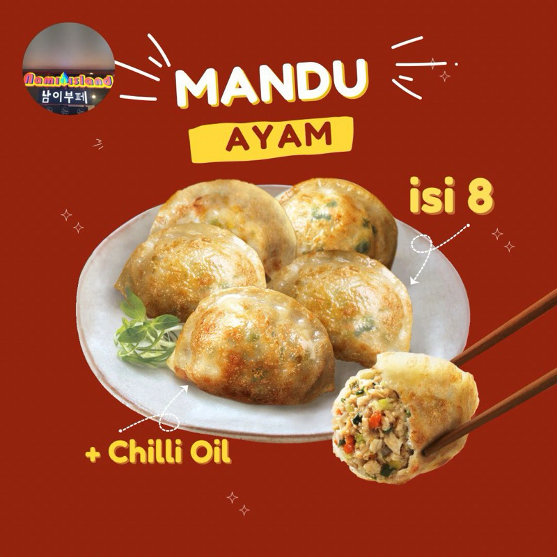 

Mandu Ayam isi 8 / Chicken Mandu 8pcs + Chili Oil