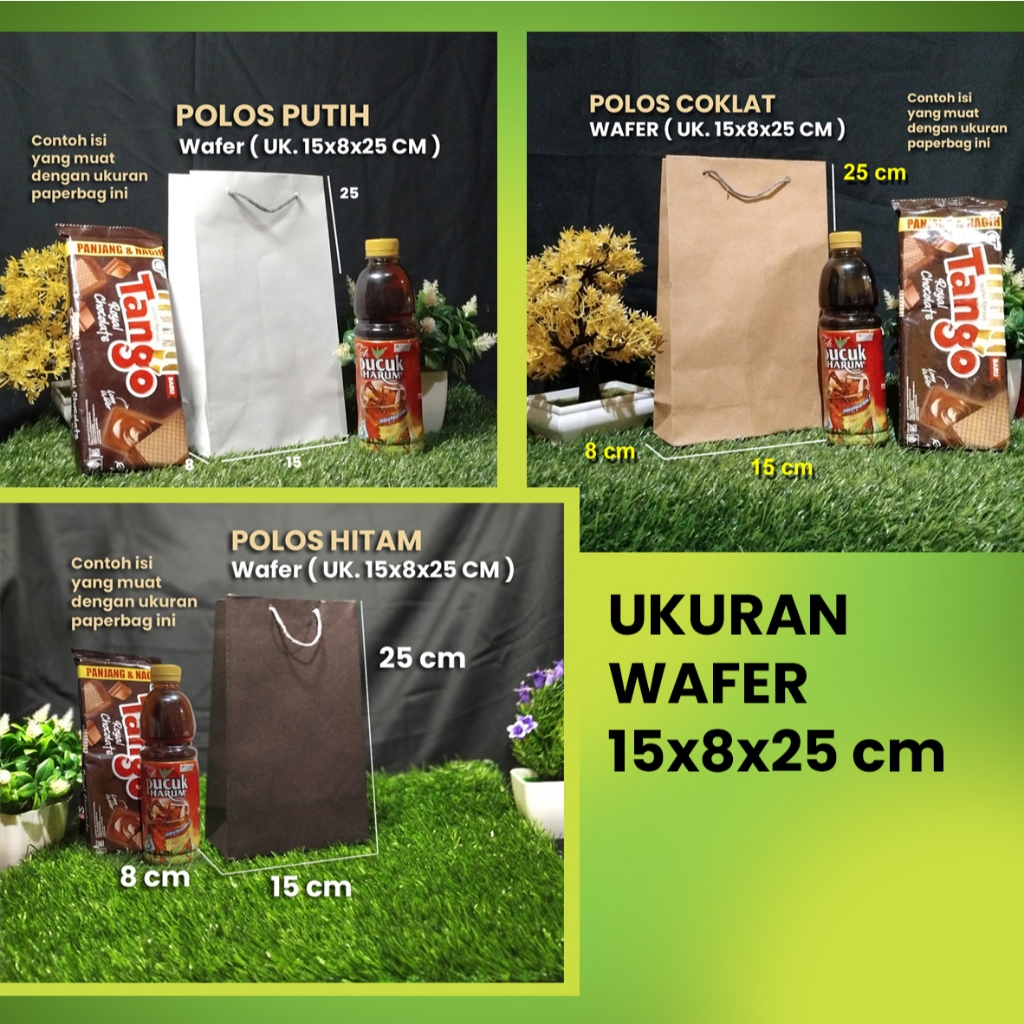 

Grosir Paperbag Polos Murah, Ukuran Wafer__15x8x25 cm__, Murah, Kuat & Berkualitas. ( bijian )
