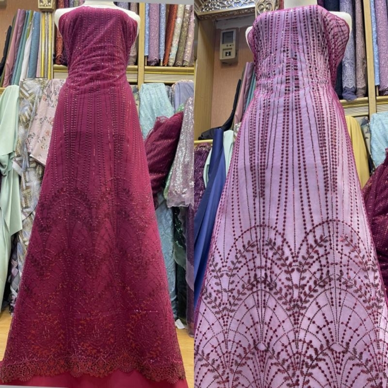 kain tille amanda renda prada payet squeen/bahan brokat kebaya pesta/wedding dress/gaun pesta/bahan 