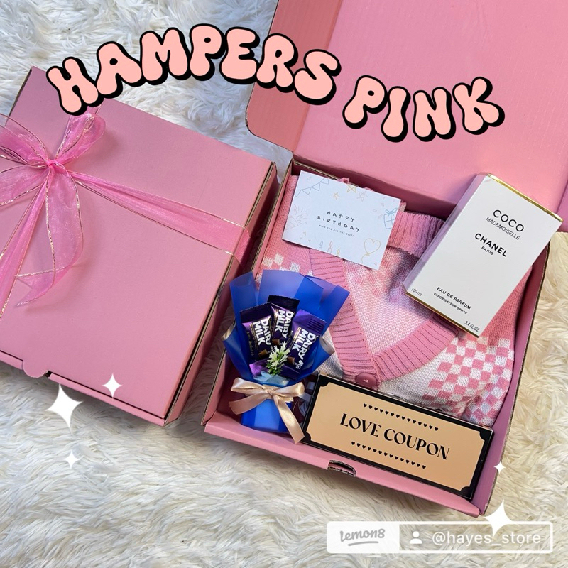 

HAMPERS PINK ATASAN RAJUT WANITA KADO VALENTINE HAMPERS RAMADHAN