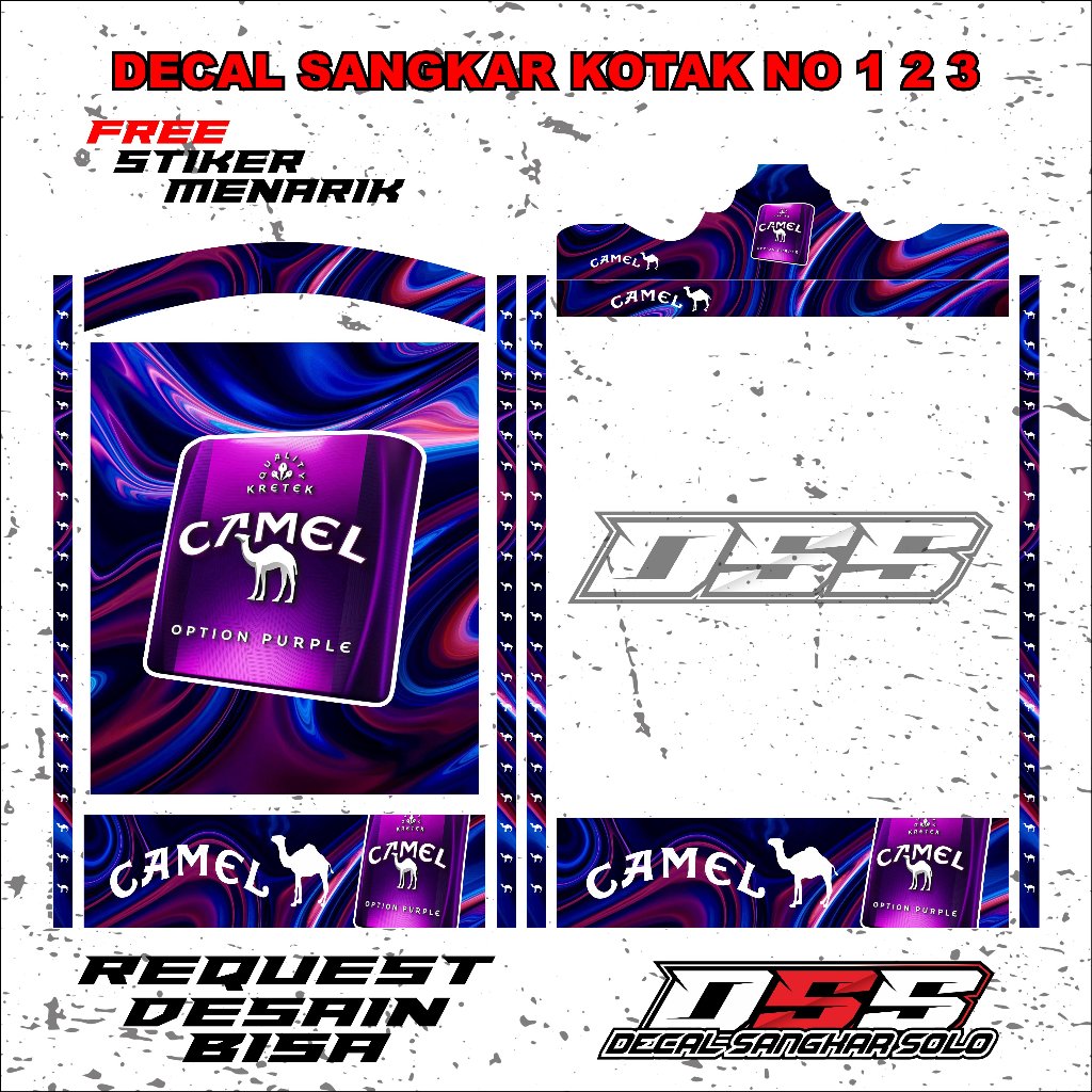 DECAL SANGKAR BURUNG KOTAK MOTIF CAMEL NO 1 2 3