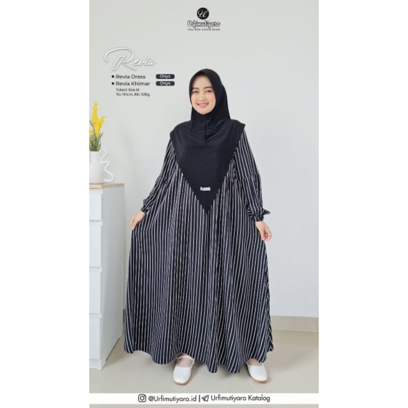 Revia Dress Urfi Gamis salur Dress motif garis Gamis Remaja gamis busui friendly
