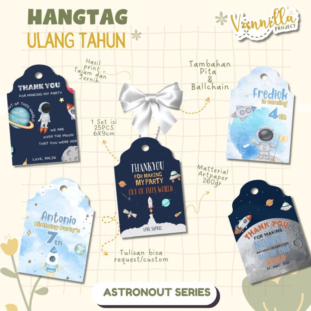 

25pcs Hangtag Ulang Tahun Astronout Series Hampers Tag Hampers