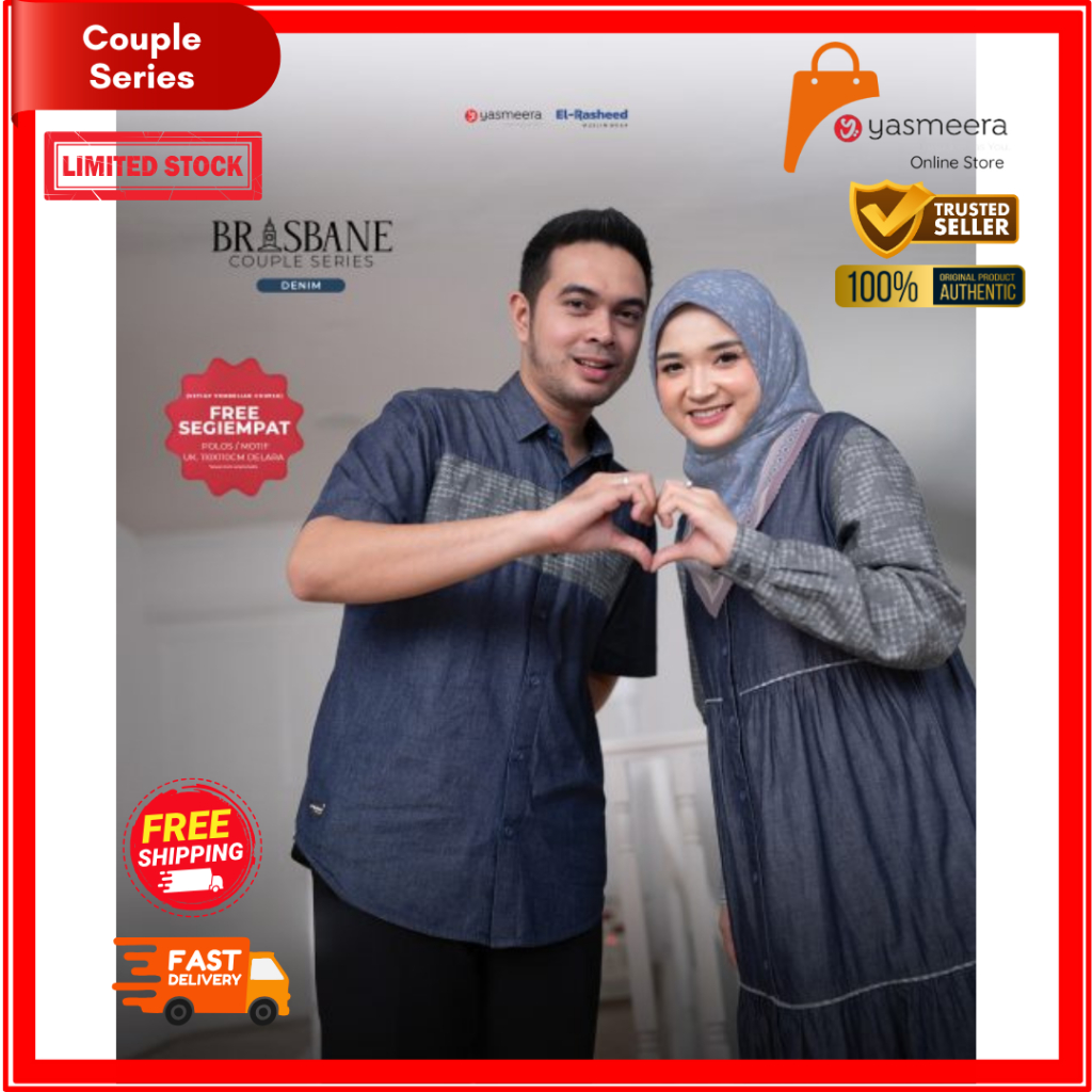 YASMEERA - Gamis dan Koko Brasbane Couple Series Denim